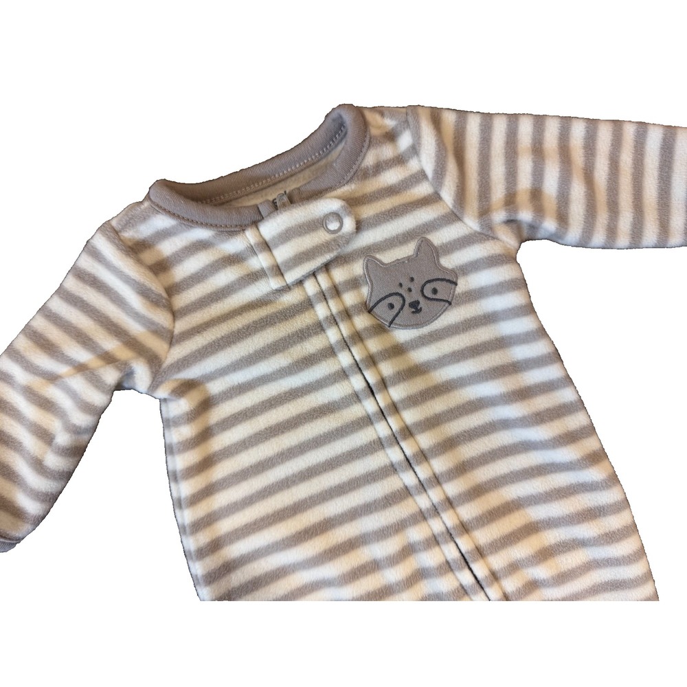 Carters Preemie Sleeper Baby Boy 2 Way Zipper Outfit Romper Gray Raccoon Fleece